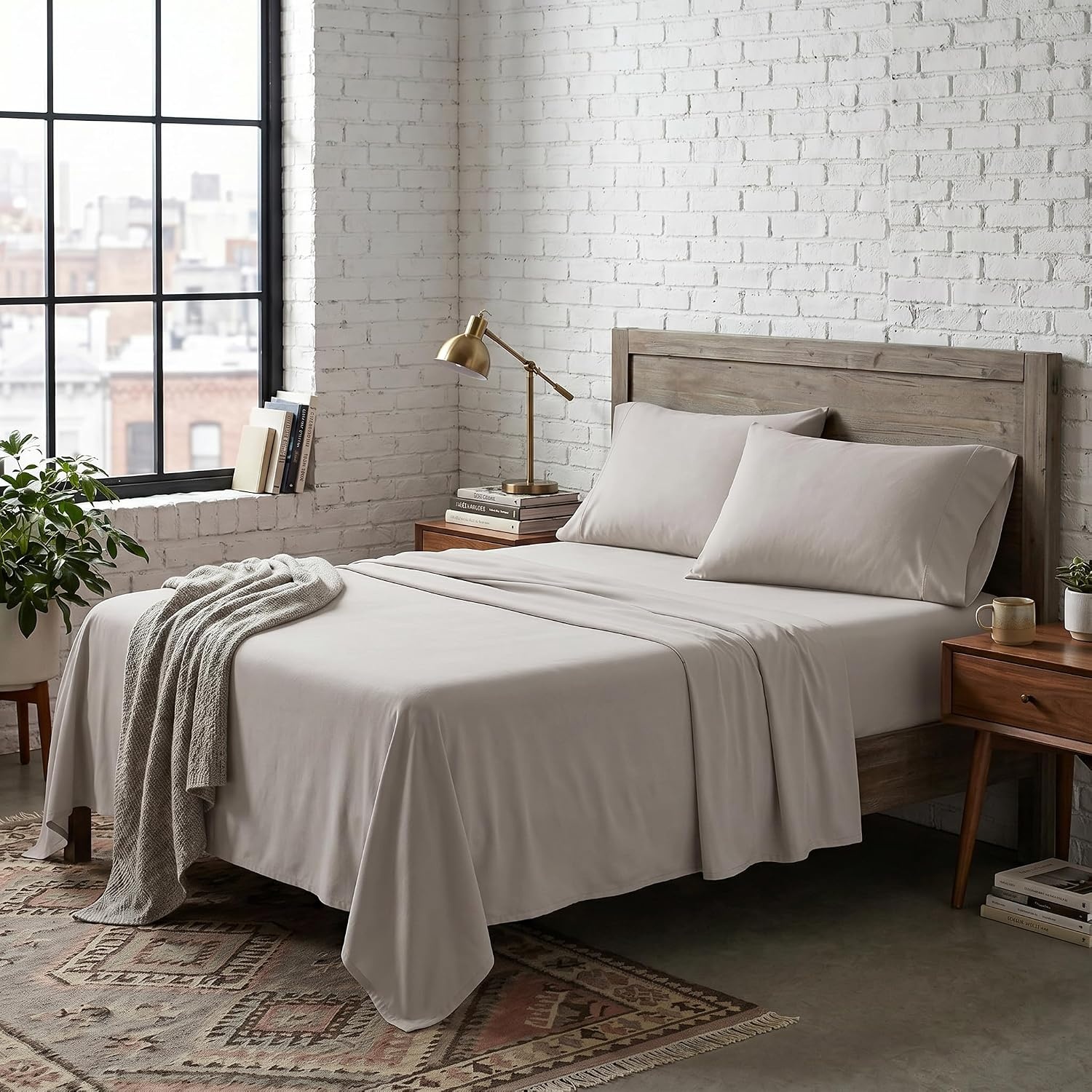 image:imageUS POLO ASSN 6Piece Double Brushed Microfiber Sheet Set Soft Hypoallergenic Stain Resistant Includes Fitted Sheet Flat Sheet and 4 Pillowcases Dark Grey Full