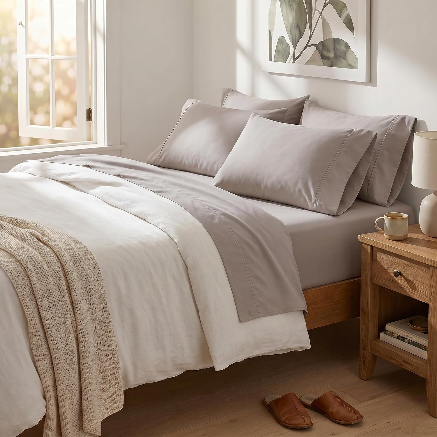 image:imageUS POLO ASSN 6Piece Double Brushed Microfiber Sheet Set Soft Hypoallergenic Stain Resistant Includes Fitted Sheet Flat Sheet and 4 Pillowcases Dark Grey Full