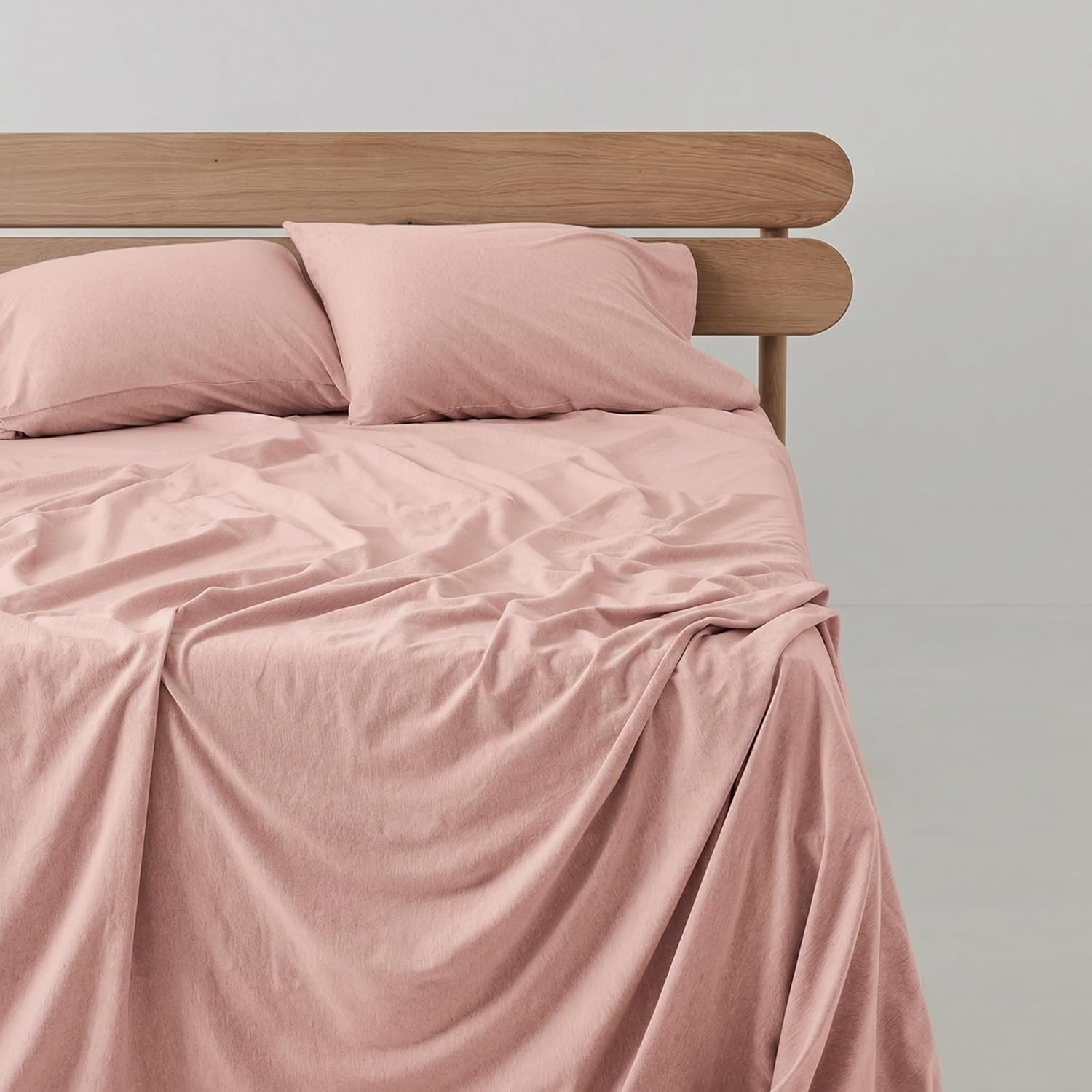 image:imageUS POLO ASSN Jersey Knit Sheet Set Cotton Blend TShirt amp Pajama Feel Deep Pocket WrinkleResistant Cooling amp Breathable Everyday Comfort StretchBlush