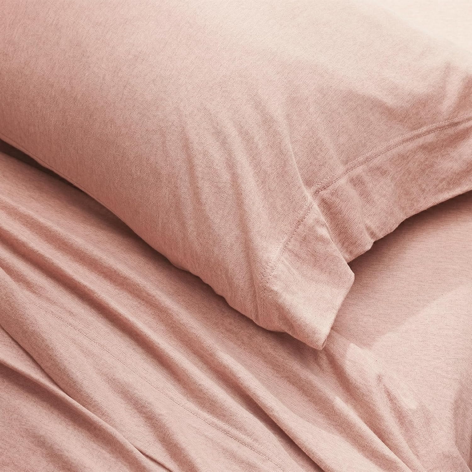 image:imageUS POLO ASSN Jersey Knit Sheet Set Cotton Blend TShirt amp Pajama Feel Deep Pocket WrinkleResistant Cooling amp Breathable Everyday Comfort StretchBlush