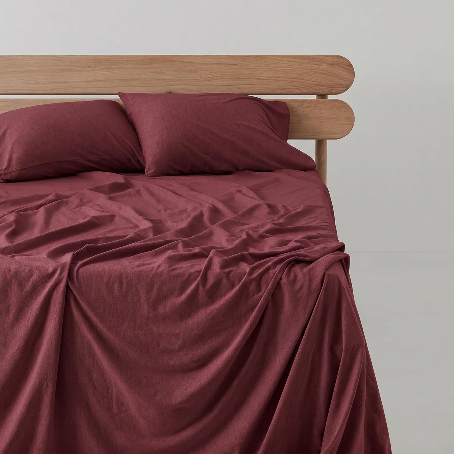 image:imageUS POLO ASSN Jersey Knit Sheet Set Cotton Blend TShirt amp Pajama Feel Deep Pocket WrinkleResistant Cooling amp Breathable Everyday Comfort StretchBurgundy