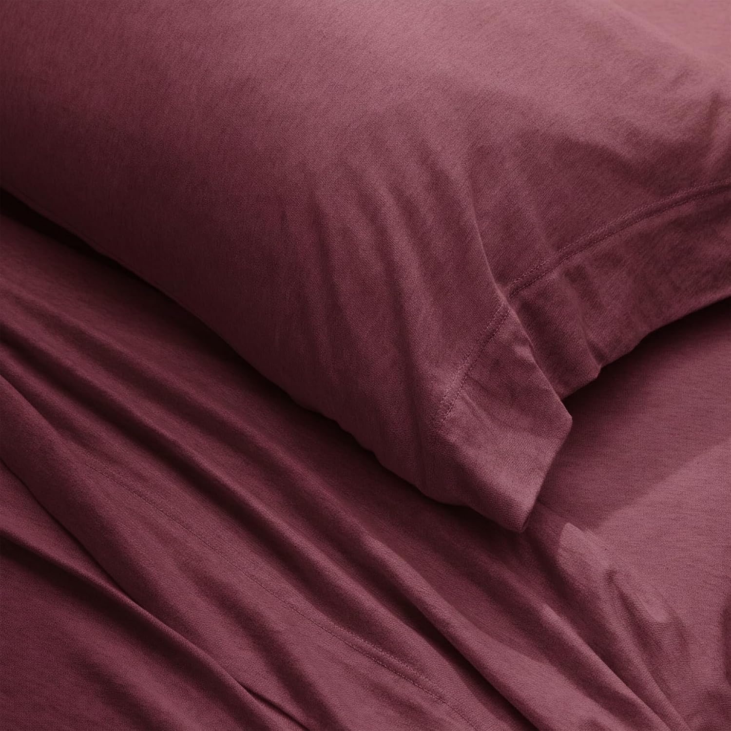image:imageUS POLO ASSN Jersey Knit Sheet Set Cotton Blend TShirt amp Pajama Feel Deep Pocket WrinkleResistant Cooling amp Breathable Everyday Comfort StretchBurgundy