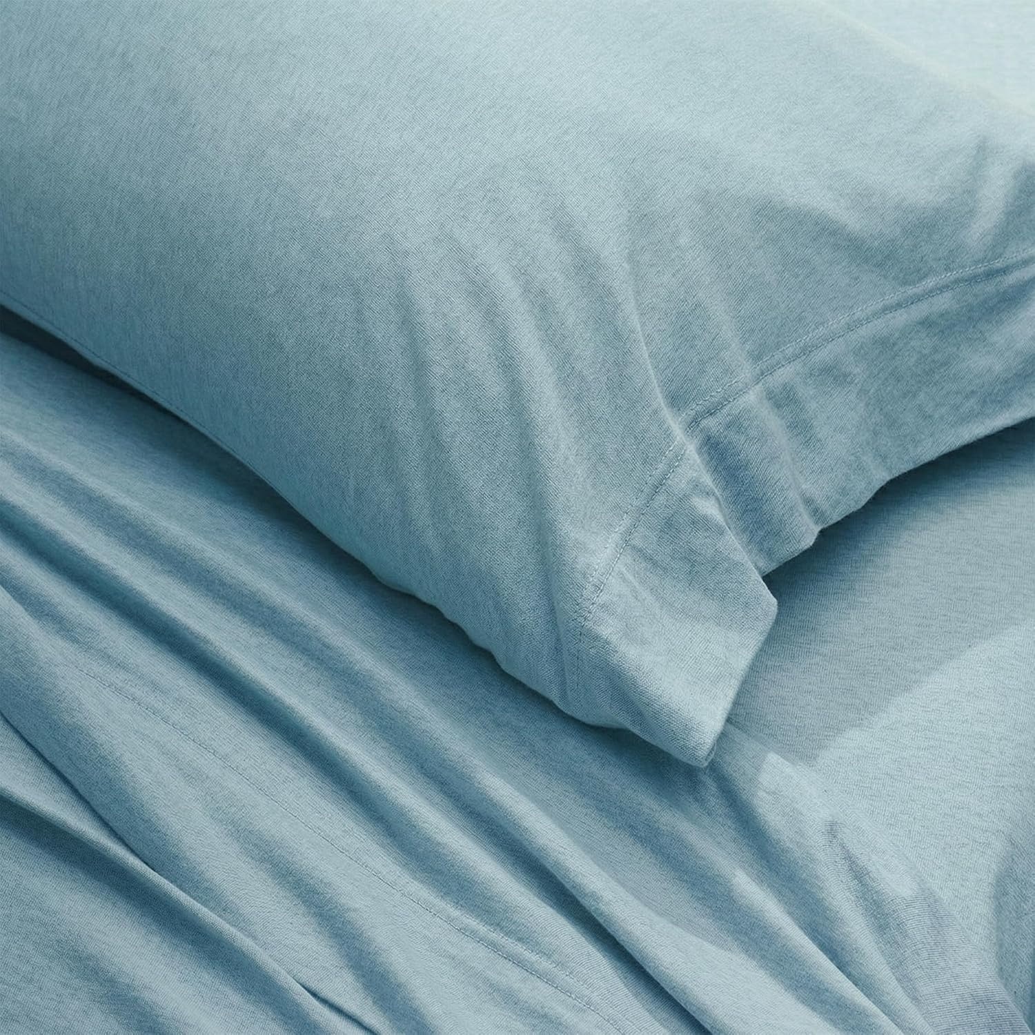 image:imageUS POLO ASSN Jersey Knit Sheet Set Cotton Blend TShirt amp Pajama Feel Deep Pocket WrinkleResistant Cooling amp Breathable Everyday Comfort StretchCameo Blue