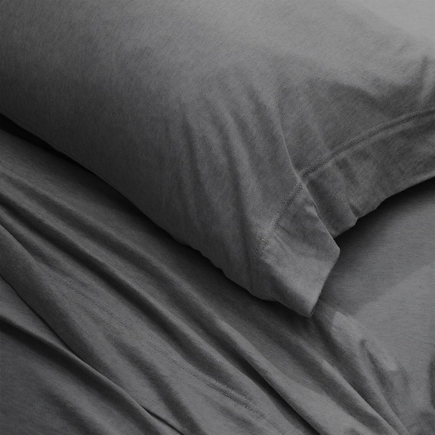 image:imageUS POLO ASSN Jersey Knit Sheet Set Cotton Blend TShirt amp Pajama Feel Deep Pocket WrinkleResistant Cooling amp Breathable Everyday Comfort StretchGrey Flannel