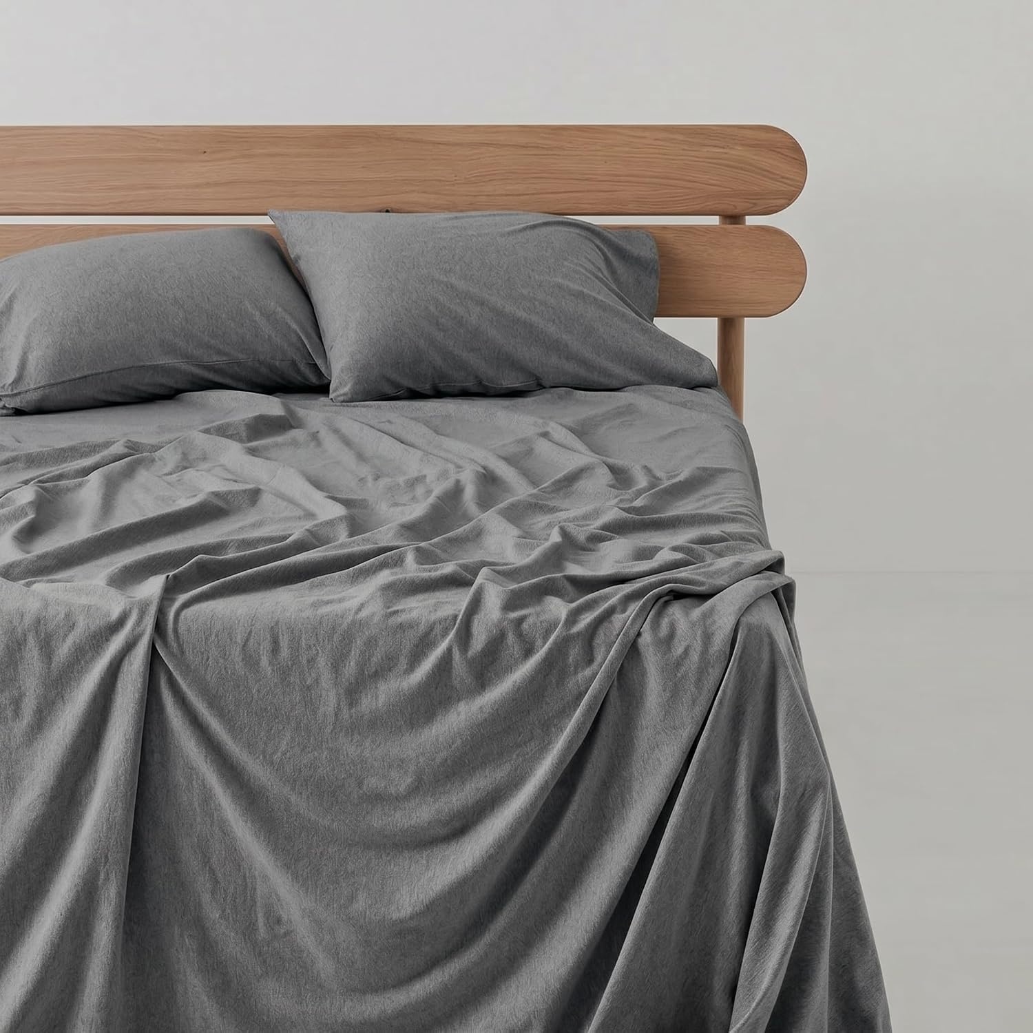 image:imageUS POLO ASSN Jersey Knit Sheet Set Cotton Blend TShirt amp Pajama Feel Deep Pocket WrinkleResistant Cooling amp Breathable Everyday Comfort StretchHeather Grey