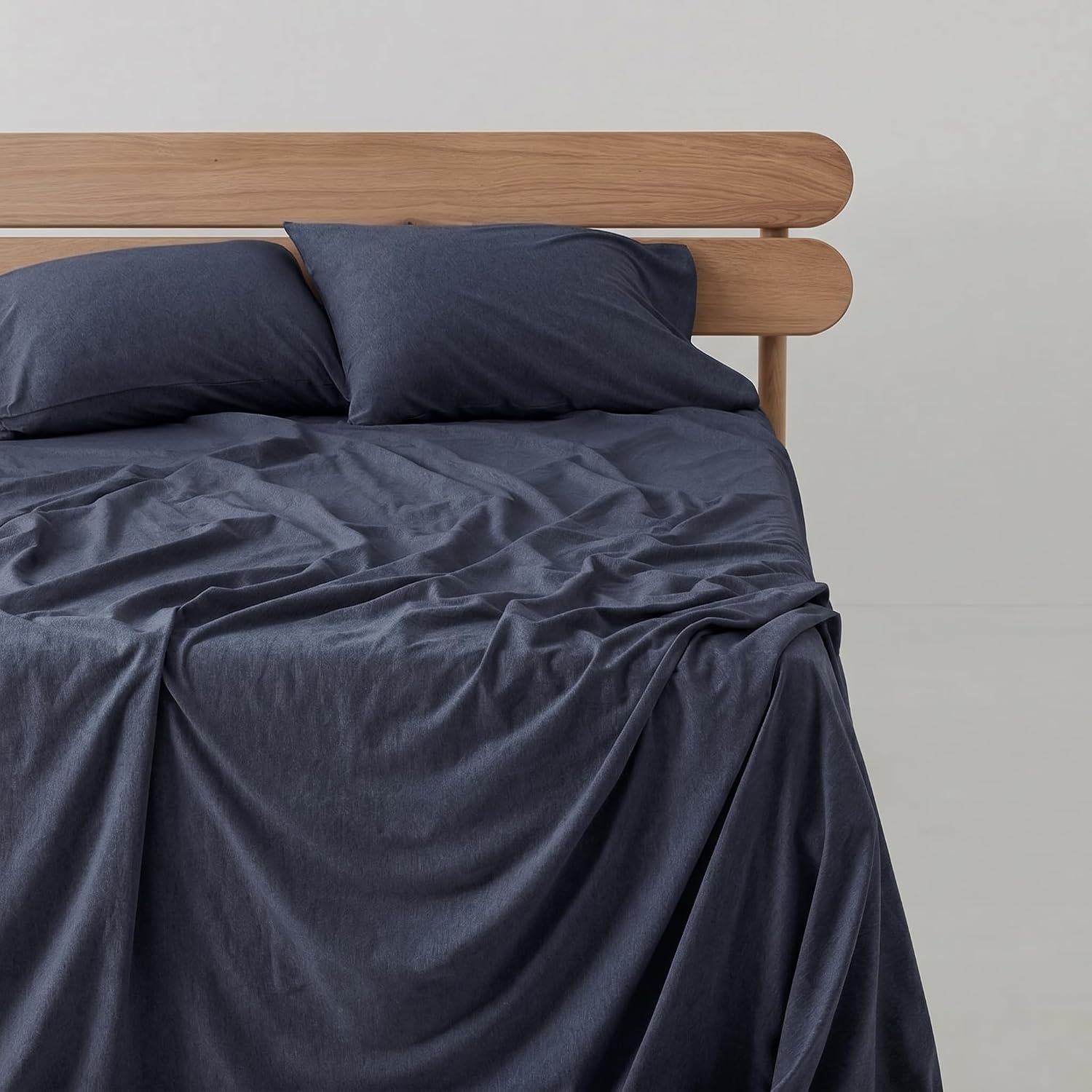 image:imageUS POLO ASSN Jersey Knit Sheet Set Cotton Blend TShirt amp Pajama Feel Deep Pocket WrinkleResistant Cooling amp Breathable Everyday Comfort StretchHeather Navy