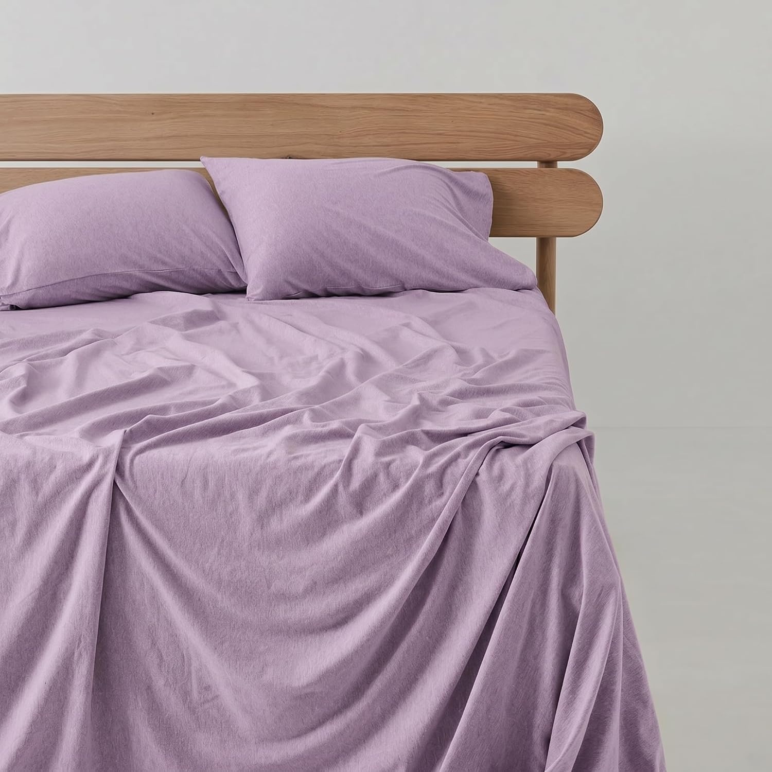 image:imageUS POLO ASSN Jersey Knit Sheet Set Cotton Blend TShirt amp Pajama Feel Deep Pocket WrinkleResistant Cooling amp Breathable Everyday Comfort StretchLavender