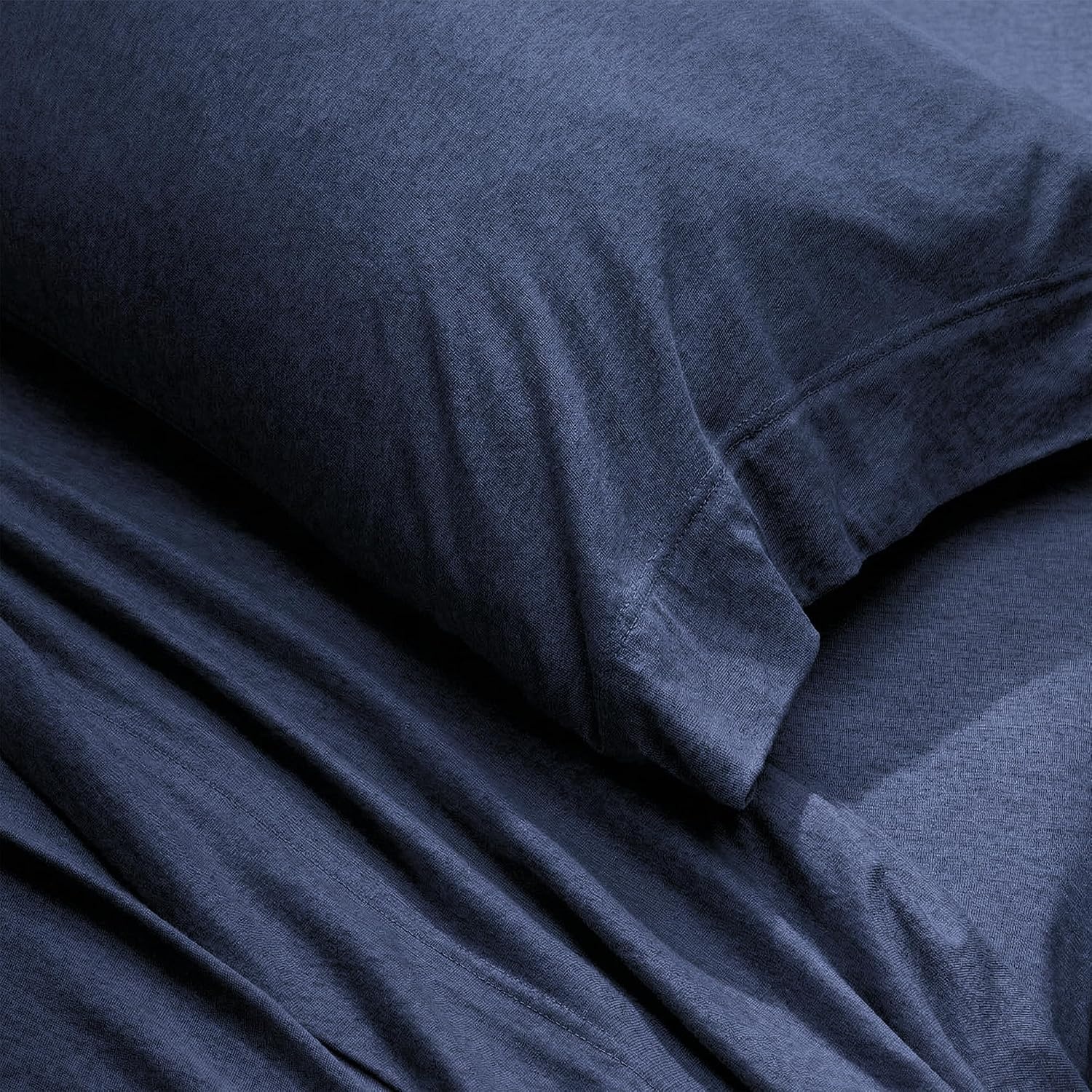 image:imageUS POLO ASSN Jersey Knit Sheet Set Cotton Blend TShirt amp Pajama Feel Deep Pocket WrinkleResistant Cooling amp Breathable Everyday Comfort StretchNavy