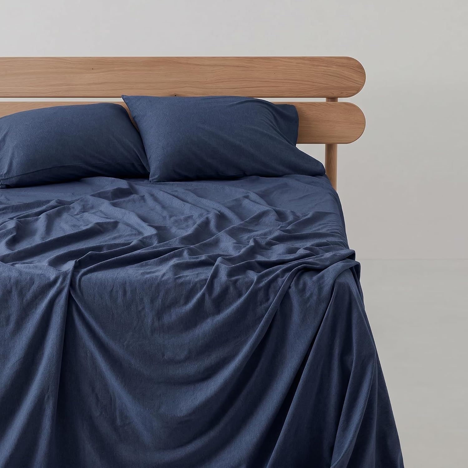 image:imageUS POLO ASSN Jersey Knit Sheet Set Cotton Blend TShirt amp Pajama Feel Deep Pocket WrinkleResistant Cooling amp Breathable Everyday Comfort StretchNavy