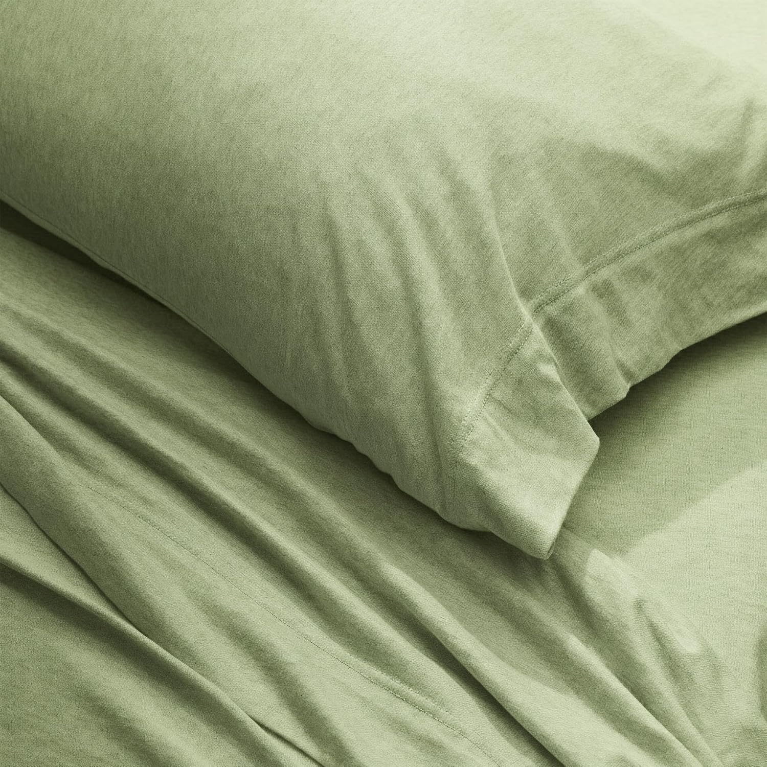 image:imageUS POLO ASSN Jersey Knit Sheet Set Cotton Blend TShirt amp Pajama Feel Deep Pocket WrinkleResistant Cooling amp Breathable Everyday Comfort StretchSage