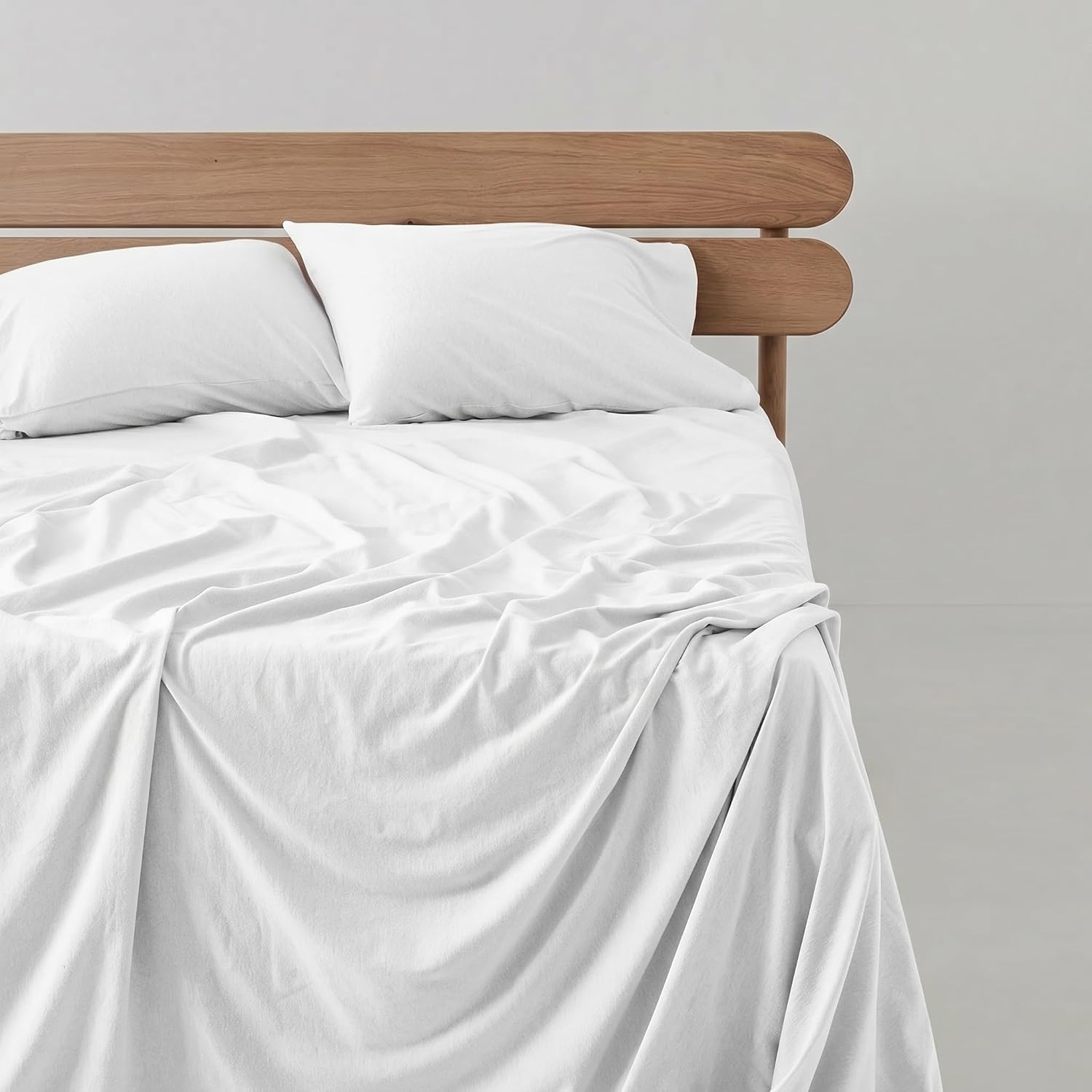 image:imageUS POLO ASSN Jersey Knit Sheet Set Cotton Blend TShirt amp Pajama Feel Deep Pocket WrinkleResistant Cooling amp Breathable Everyday Comfort StretchWhite