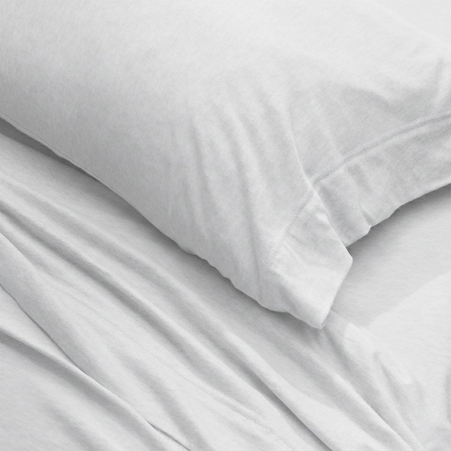 image:imageUS POLO ASSN Jersey Knit Sheet Set Cotton Blend TShirt amp Pajama Feel Deep Pocket WrinkleResistant Cooling amp Breathable Everyday Comfort StretchWhite