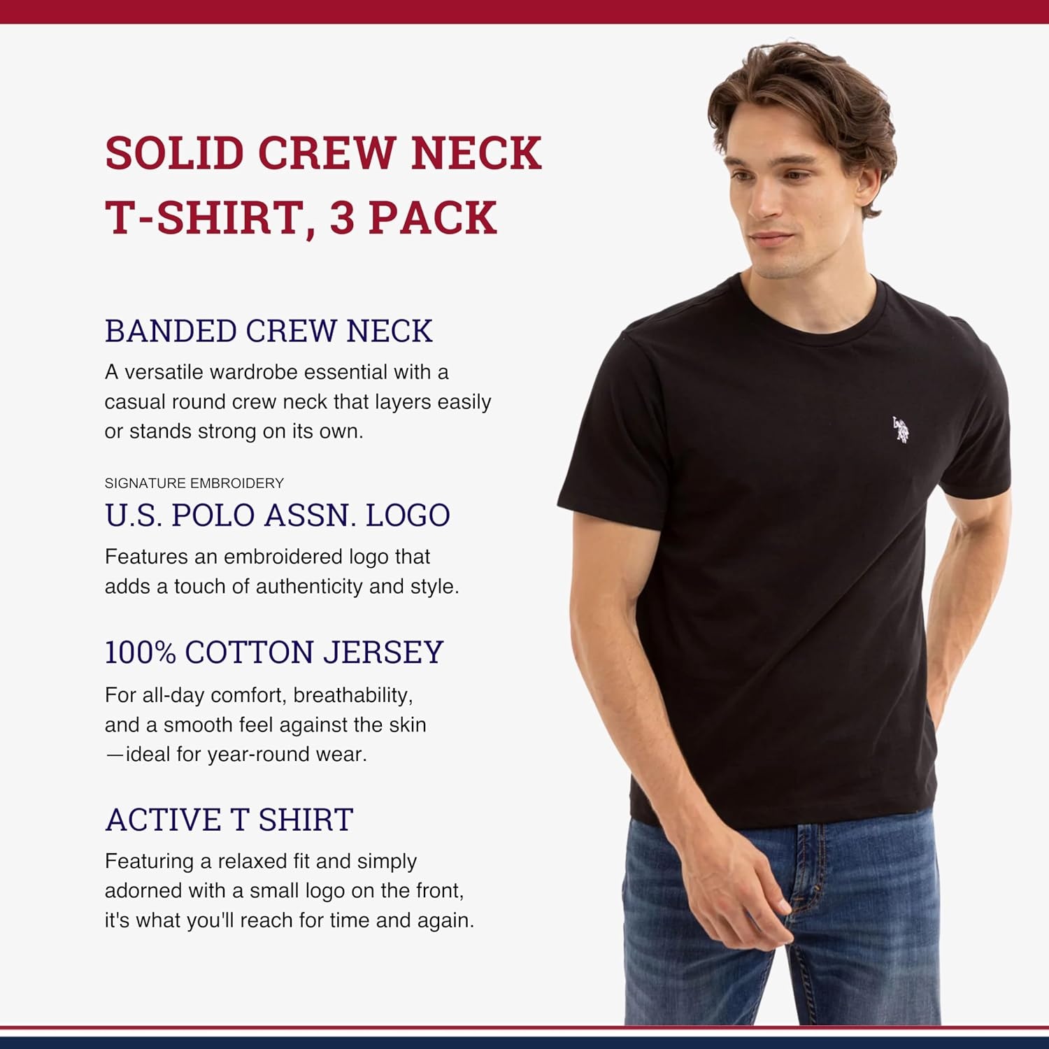 image:imageUS POLO ASSN Mens Crew Neck Pony TShirtBlackBlackBlack