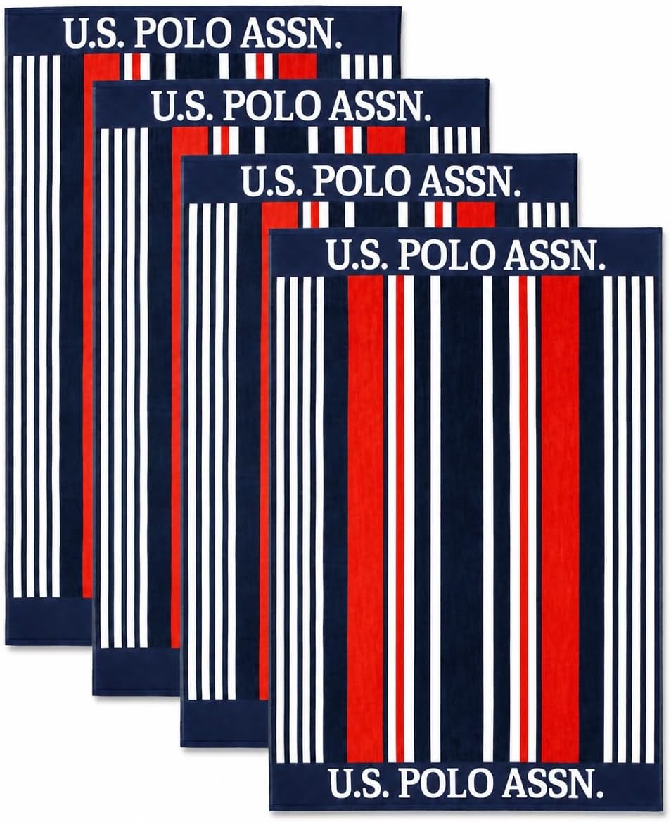 image:imageUS POLO ASSN Oversized Beach and Pool Towel 100 Cotton Velour 40 x 70 Inch Lightweight Absorbent for Beach Pool or Spa 1 Bon VoyageBon Voyage