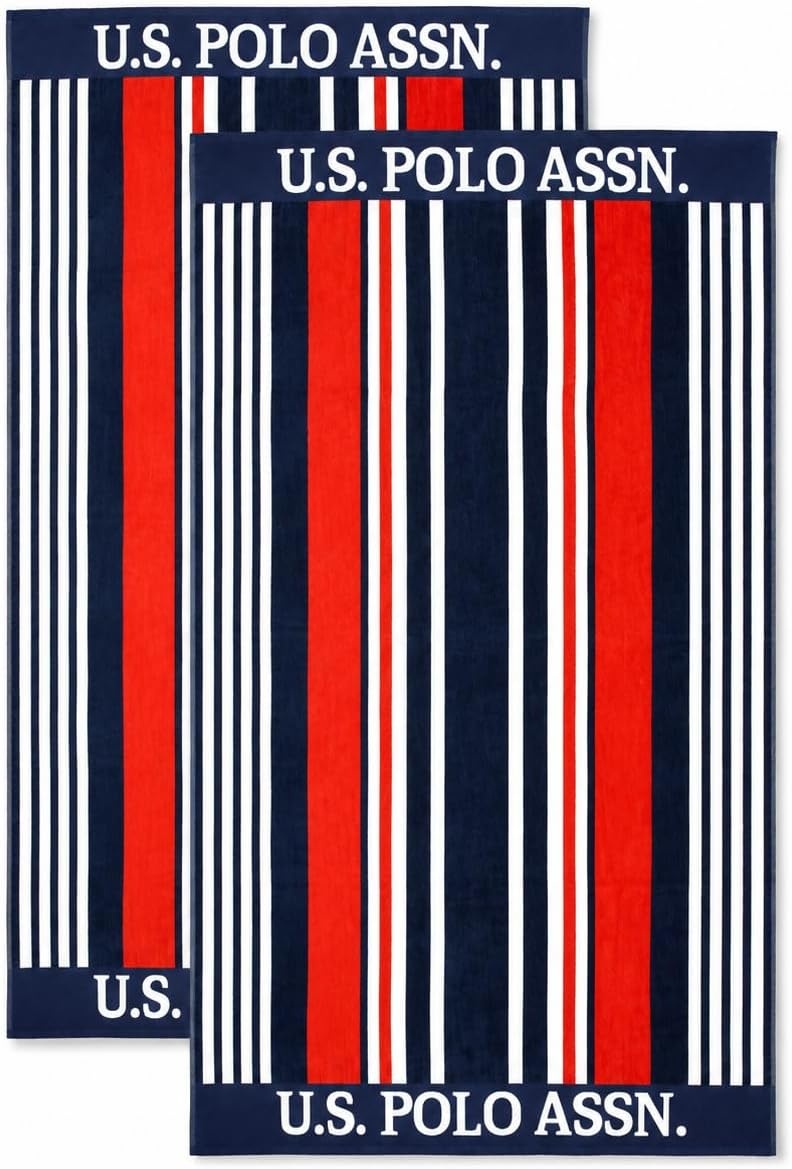 image:imageUS POLO ASSN Oversized Beach and Pool Towel 100 Cotton Velour 40 x 70 Inch Lightweight Absorbent for Beach Pool or Spa 1 Bon VoyageBon Voyage