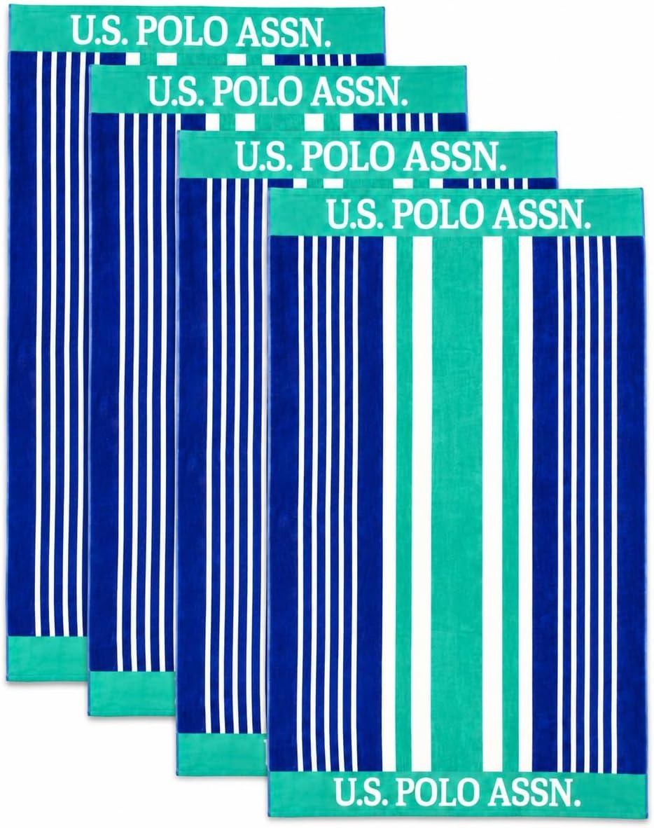 image:imageUS POLO ASSN Oversized Beach and Pool Towel 100 Cotton Velour 40 x 70 Inch Lightweight Absorbent for Beach Pool or Spa 1 Bon VoyageGreen West Coast