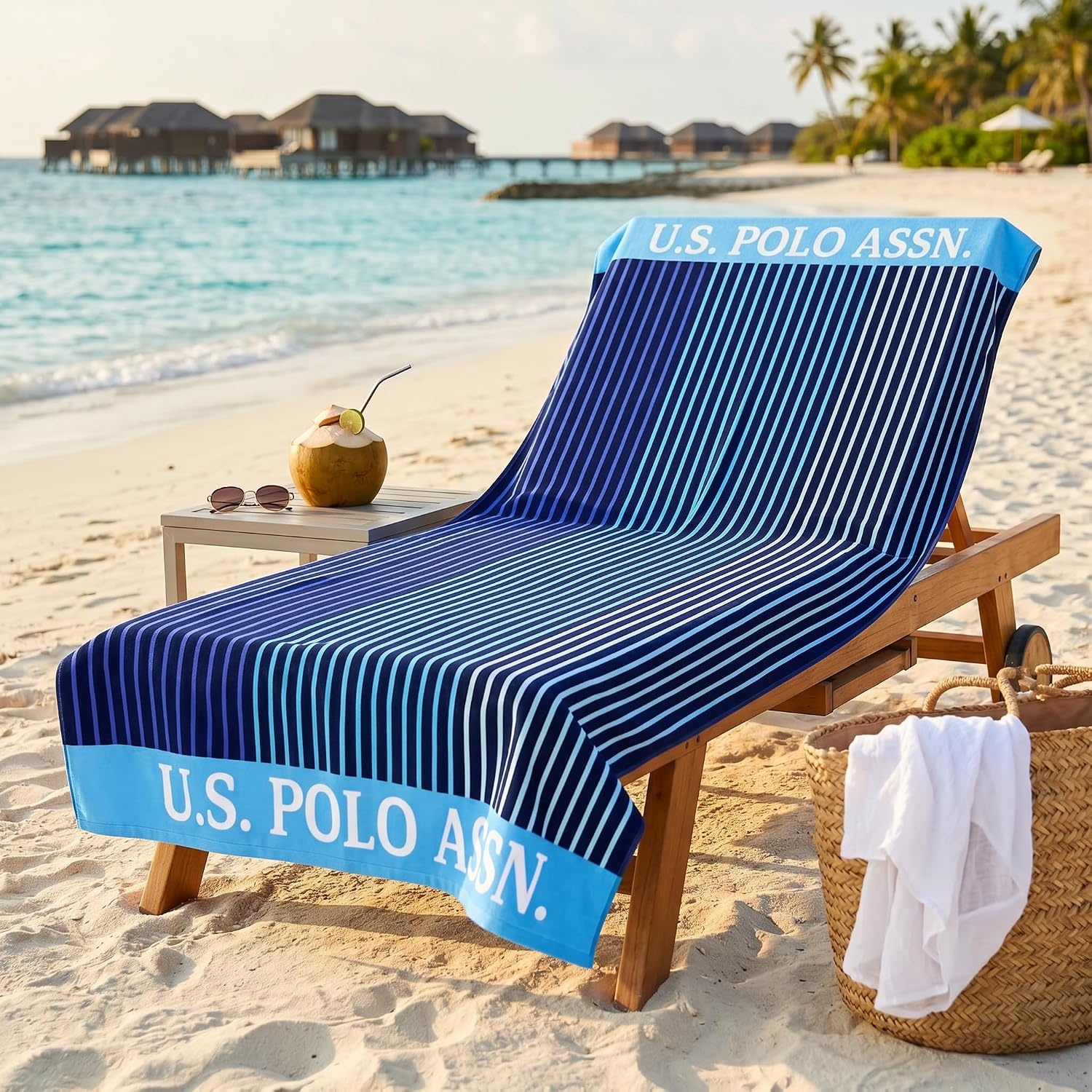 image:imageUS POLO ASSN Oversized Beach and Pool Towel 100 Cotton Velour 40 x 70 Inch Lightweight Absorbent for Beach Pool or Spa 1 Bon VoyageHawaii