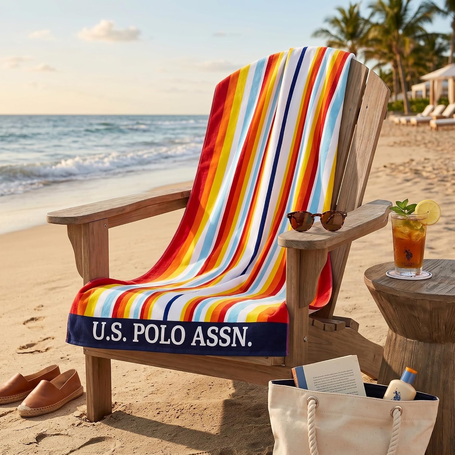 image:imageUS POLO ASSN Oversized Beach and Pool Towel 100 Cotton Velour 40 x 70 Inch Lightweight Absorbent for Beach Pool or Spa 1 Bon VoyageMaui