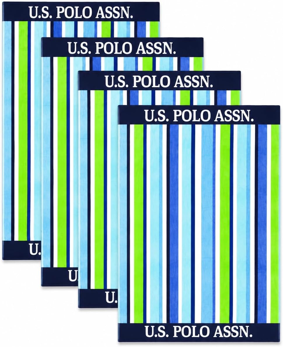image:imageUS POLO ASSN Oversized Beach and Pool Towel 100 Cotton Velour 40 x 70 Inch Lightweight Absorbent for Beach Pool or Spa 1 Bon VoyageMyrtle