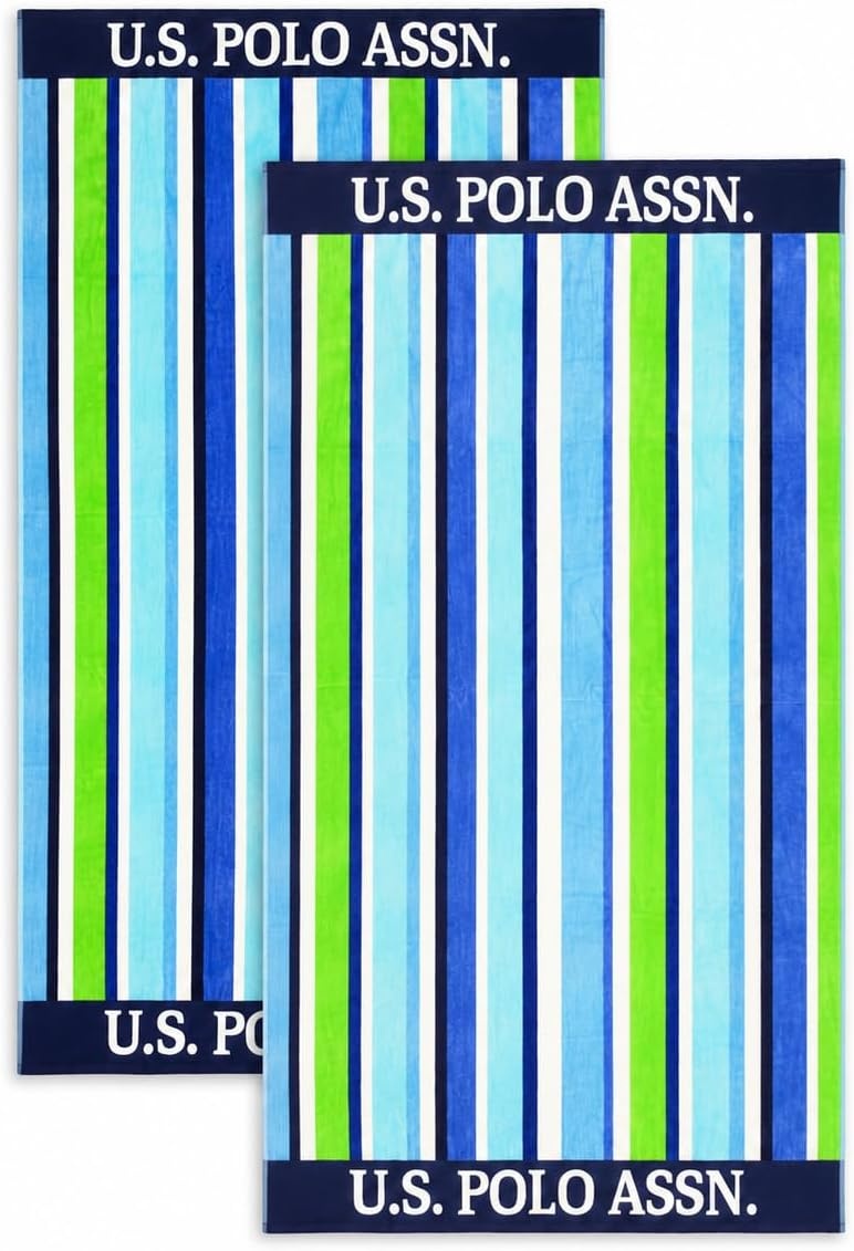 image:imageUS POLO ASSN Oversized Beach and Pool Towel 100 Cotton Velour 40 x 70 Inch Lightweight Absorbent for Beach Pool or Spa 1 Bon VoyageMyrtle