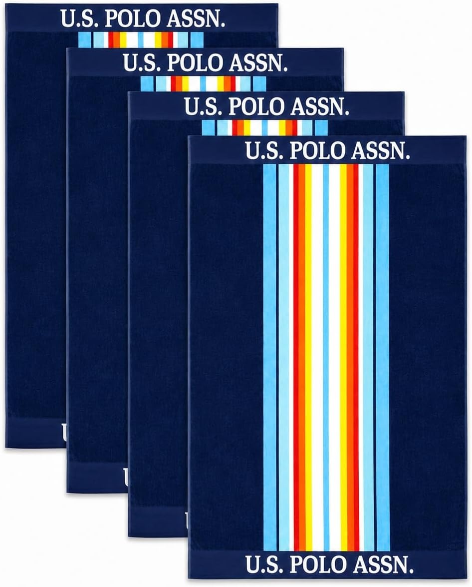 image:imageUS POLO ASSN Oversized Beach and Pool Towel 100 Cotton Velour 40 x 70 Inch Lightweight Absorbent for Beach Pool or Spa 1 Bon VoyageOahu