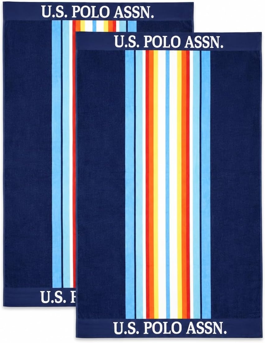 image:imageUS POLO ASSN Oversized Beach and Pool Towel 100 Cotton Velour 40 x 70 Inch Lightweight Absorbent for Beach Pool or Spa 1 Bon VoyageOahu