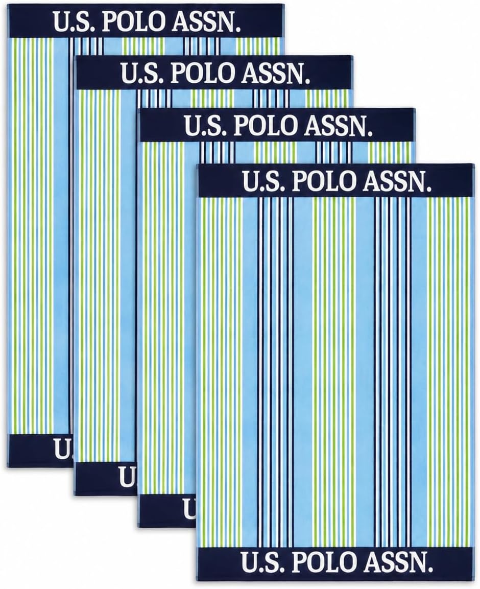 image:imageUS POLO ASSN Oversized Beach and Pool Towel 100 Cotton Velour 40 x 70 Inch Lightweight Absorbent for Beach Pool or Spa 1 Bon VoyagePort Stripe