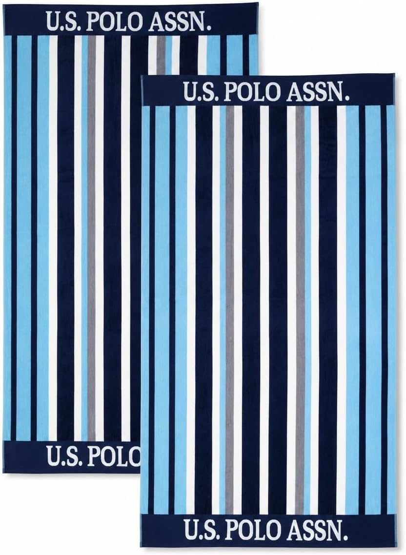 image:imageUS POLO ASSN Oversized Beach and Pool Towel 100 Cotton Velour 40 x 70 Inch Lightweight Absorbent for Beach Pool or Spa 1 Bon VoyageSail Away