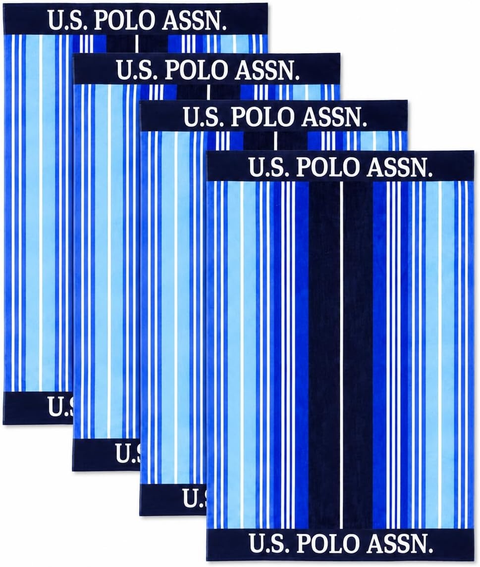 image:imageUS POLO ASSN Oversized Beach and Pool Towel 100 Cotton Velour 40 x 70 Inch Lightweight Absorbent for Beach Pool or Spa 1 Bon VoyageShip Shape