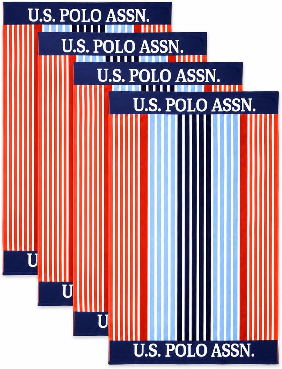 image:imageUS POLO ASSN Oversized Beach and Pool Towel 100 Cotton Velour 40 x 70 Inch Lightweight Absorbent for Beach Pool or Spa 1 Bon VoyageVero