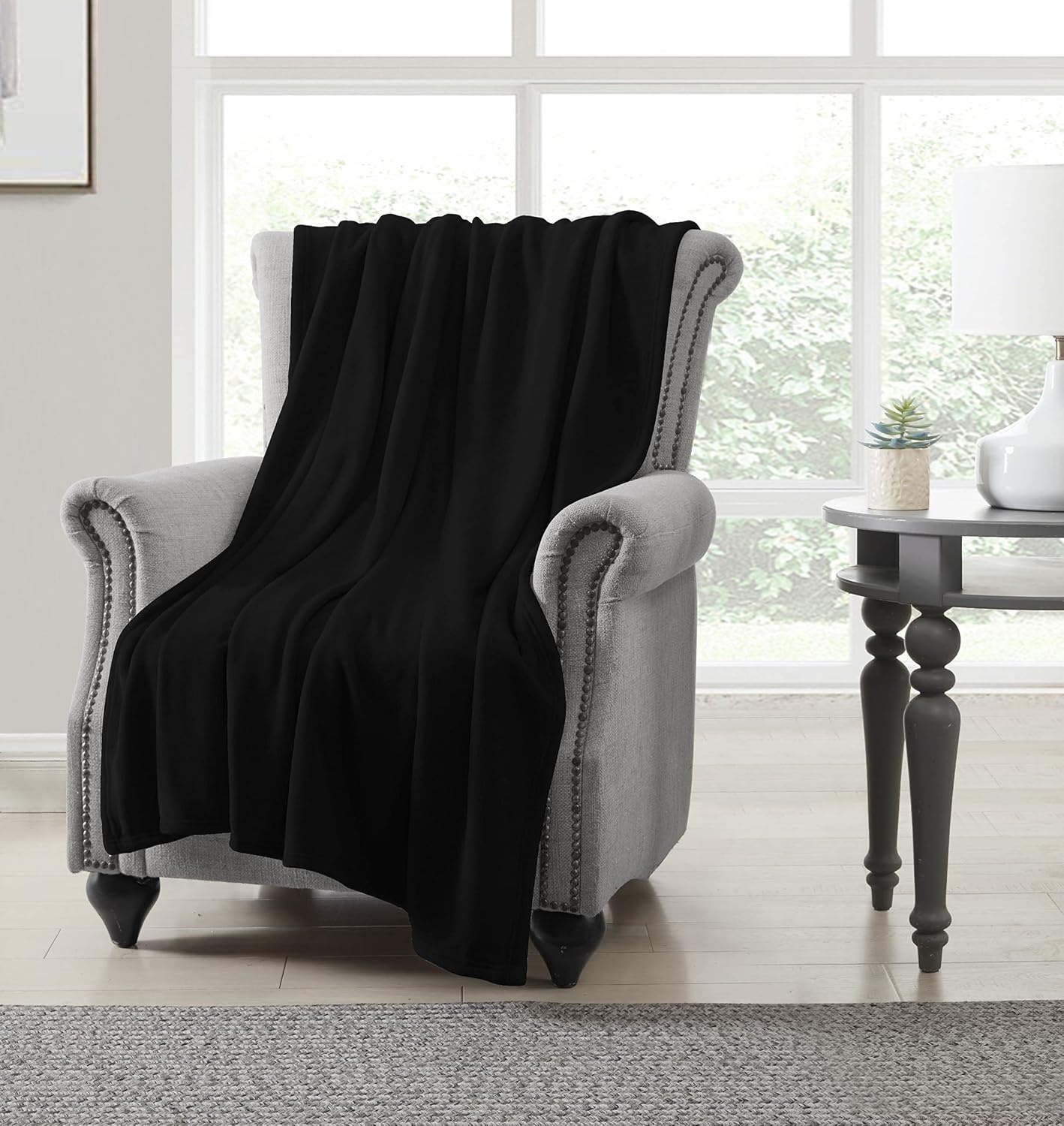 image:imageUS POLO ASSN Oversized Lightweight Throw Blanket for BedSofa Soft Fleece Couch Blankets and Throws Cozy Decorative Bedding 50x70BlackBlack