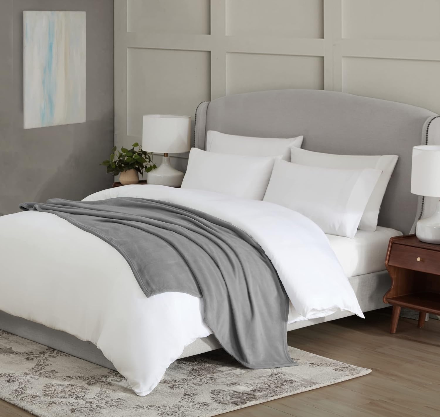 image:imageUS POLO ASSN Oversized Lightweight Throw Blanket for BedSofa Soft Fleece Couch Blankets and Throws Cozy Decorative Bedding 50x70BlackCloud Grey