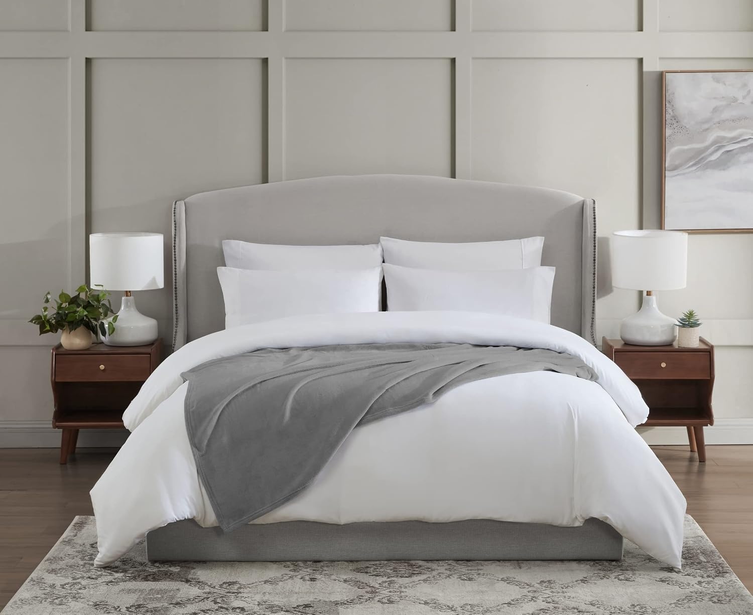 image:imageUS POLO ASSN Oversized Lightweight Throw Blanket for BedSofa Soft Fleece Couch Blankets and Throws Cozy Decorative Bedding 50x70BlackCloud Grey