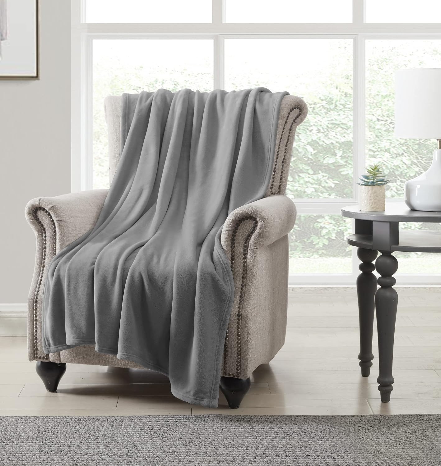 image:imageUS POLO ASSN Oversized Lightweight Throw Blanket for BedSofa Soft Fleece Couch Blankets and Throws Cozy Decorative Bedding 50x70BlackCloud Grey