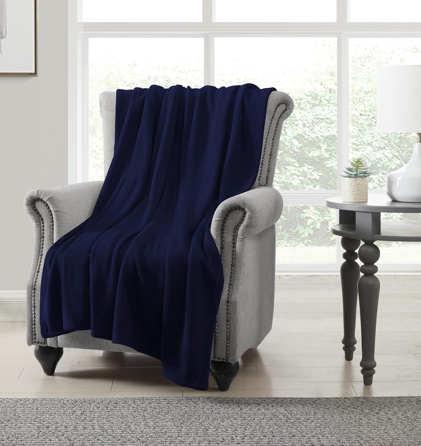 image:imageUS POLO ASSN Oversized Lightweight Throw Blanket for BedSofa Soft Fleece Couch Blankets and Throws Cozy Decorative Bedding 50x70BlackNavy