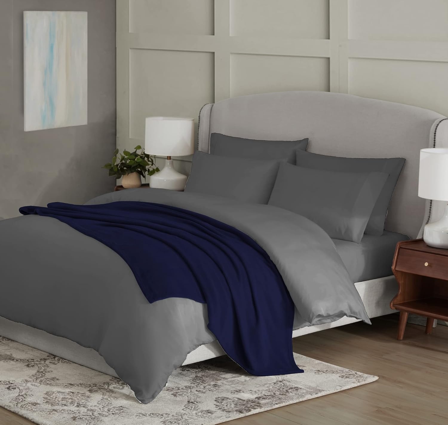 image:imageUS POLO ASSN Oversized Lightweight Throw Blanket for BedSofa Soft Fleece Couch Blankets and Throws Cozy Decorative Bedding 50x70BlackNavy