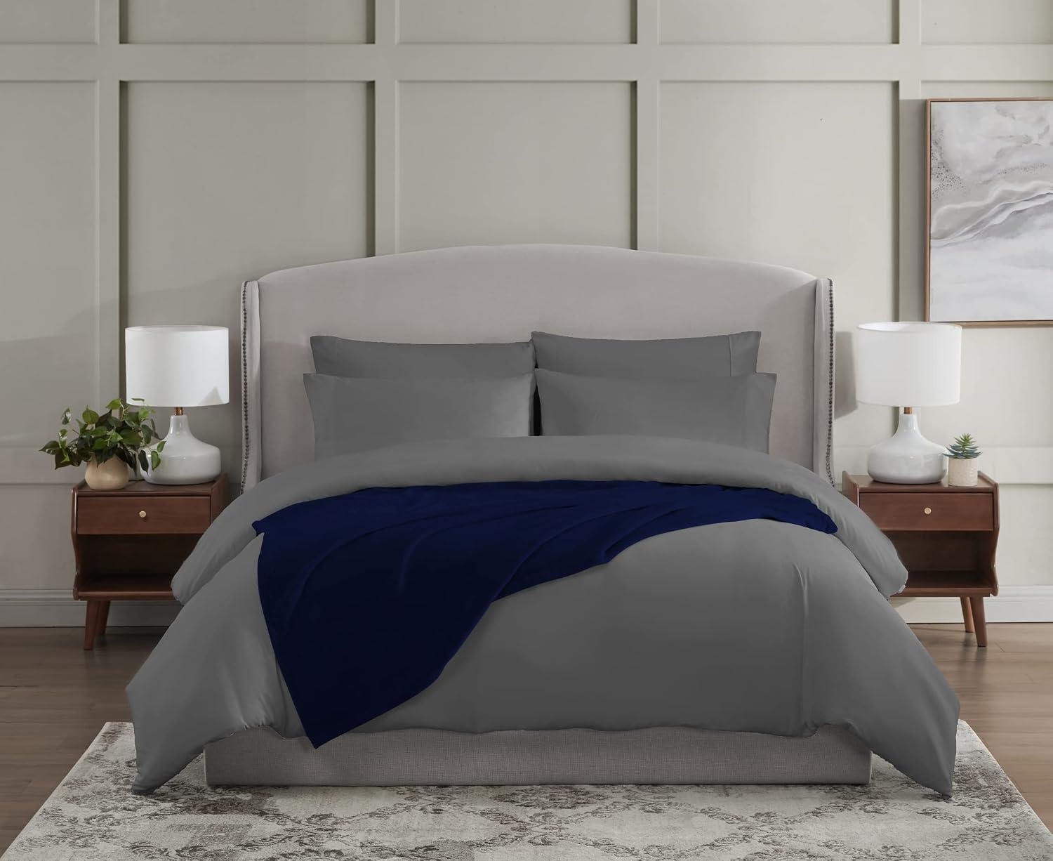 image:imageUS POLO ASSN Oversized Lightweight Throw Blanket for BedSofa Soft Fleece Couch Blankets and Throws Cozy Decorative Bedding 50x70BlackNavy