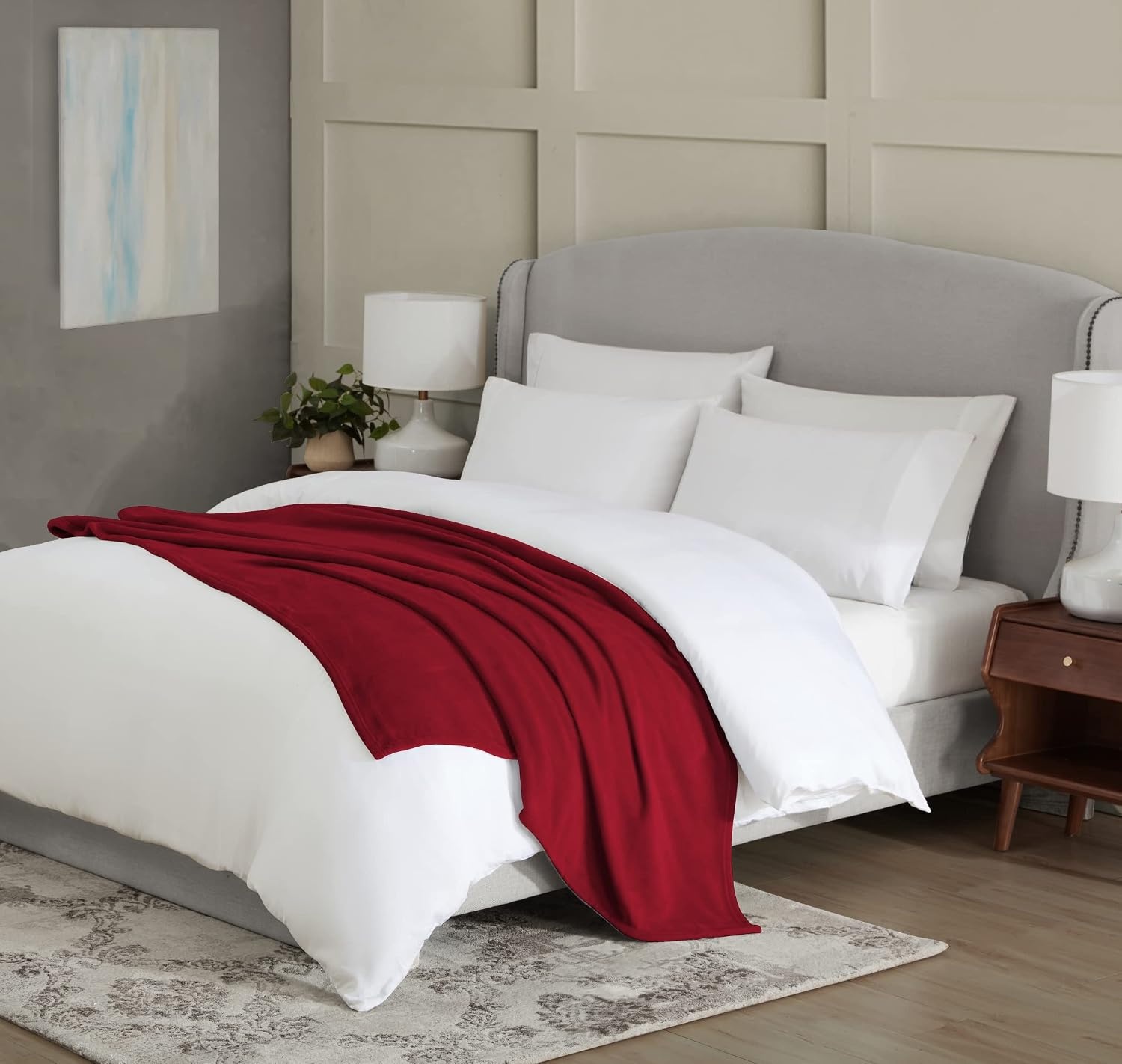 image:imageUS POLO ASSN Oversized Lightweight Throw Blanket for BedSofa Soft Fleece Couch Blankets and Throws Cozy Decorative Bedding 50x70BlackRed Hot