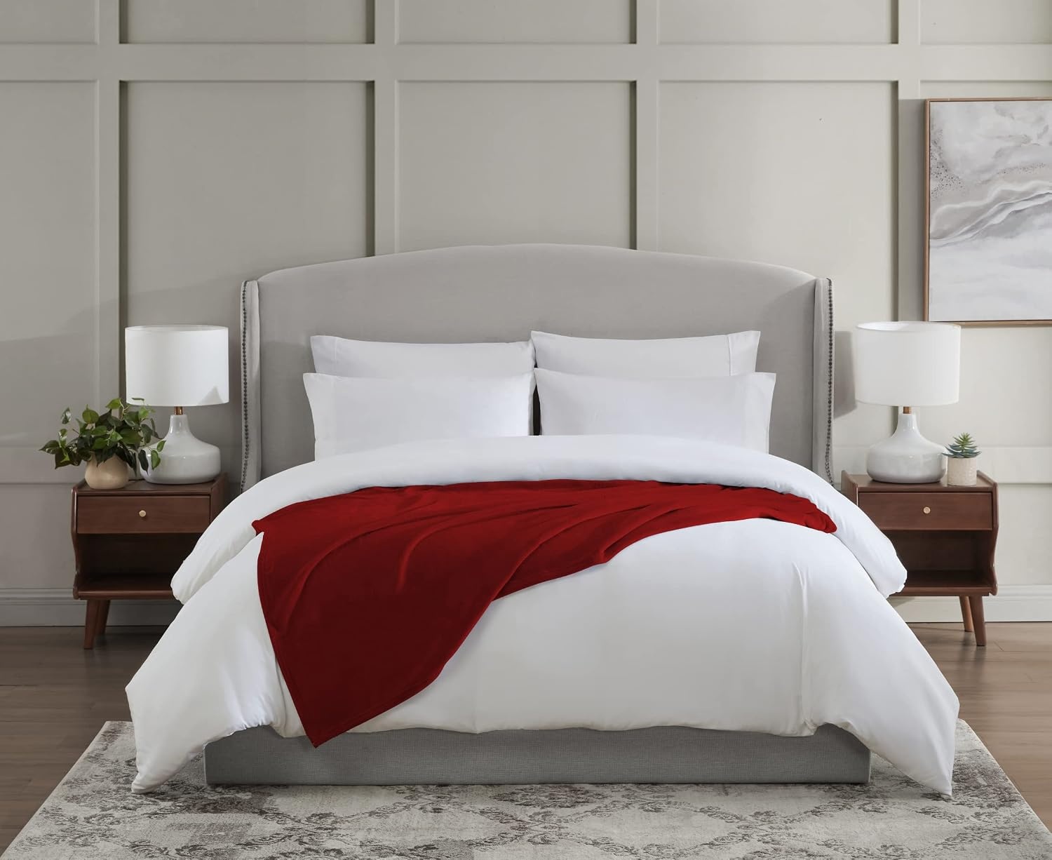 image:imageUS POLO ASSN Oversized Lightweight Throw Blanket for BedSofa Soft Fleece Couch Blankets and Throws Cozy Decorative Bedding 50x70BlackRed Hot