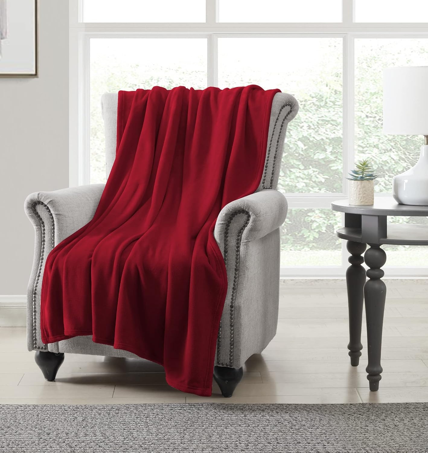 image:imageUS POLO ASSN Oversized Lightweight Throw Blanket for BedSofa Soft Fleece Couch Blankets and Throws Cozy Decorative Bedding 50x70BlackRed Hot