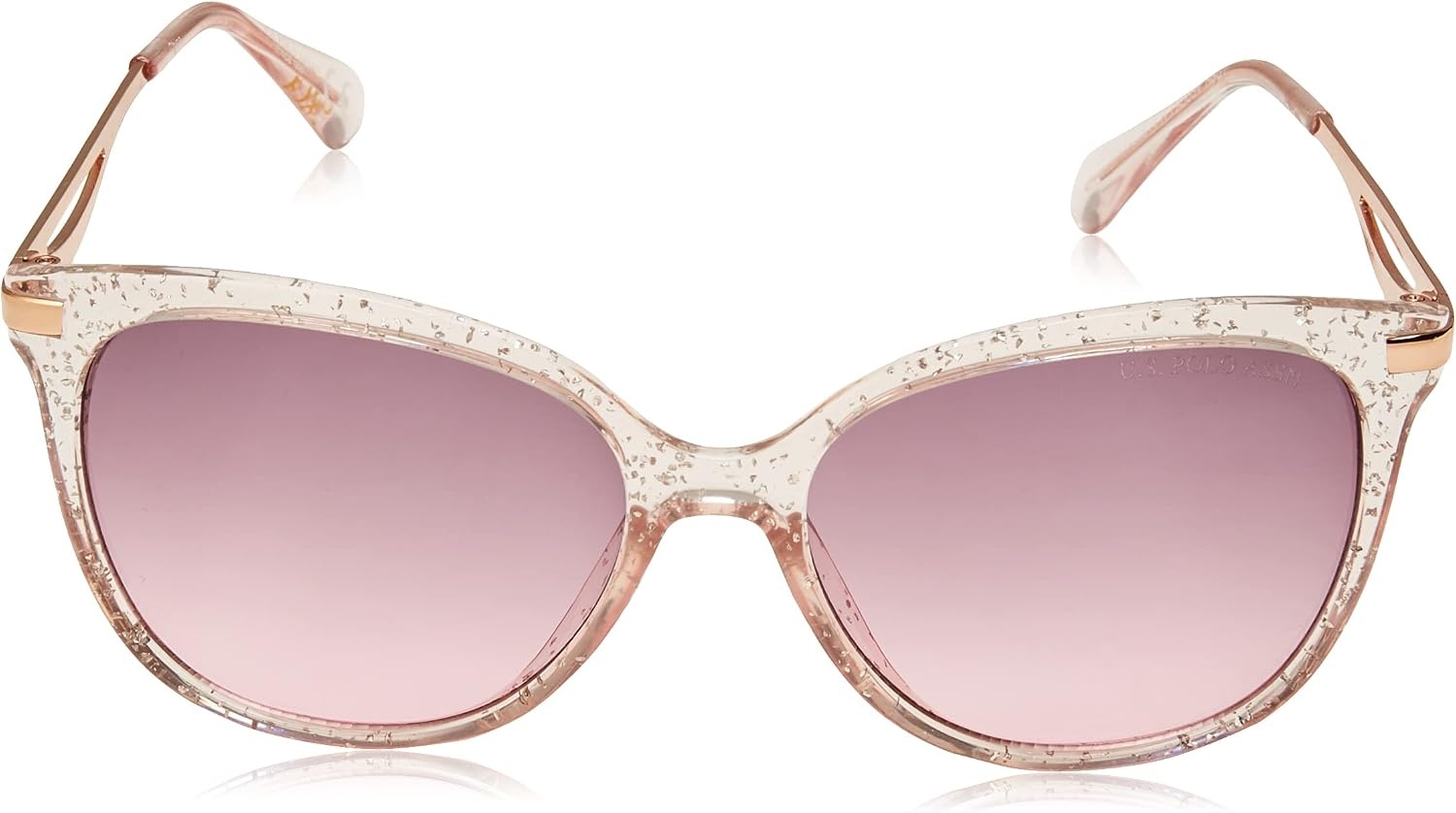 image:imageUS POLO ASSN womens Pa5034 Sparkling Uv400 Protective Round Sunglasses Classic Gifts for Women 60 Mm Round SunglassesRose Glitter