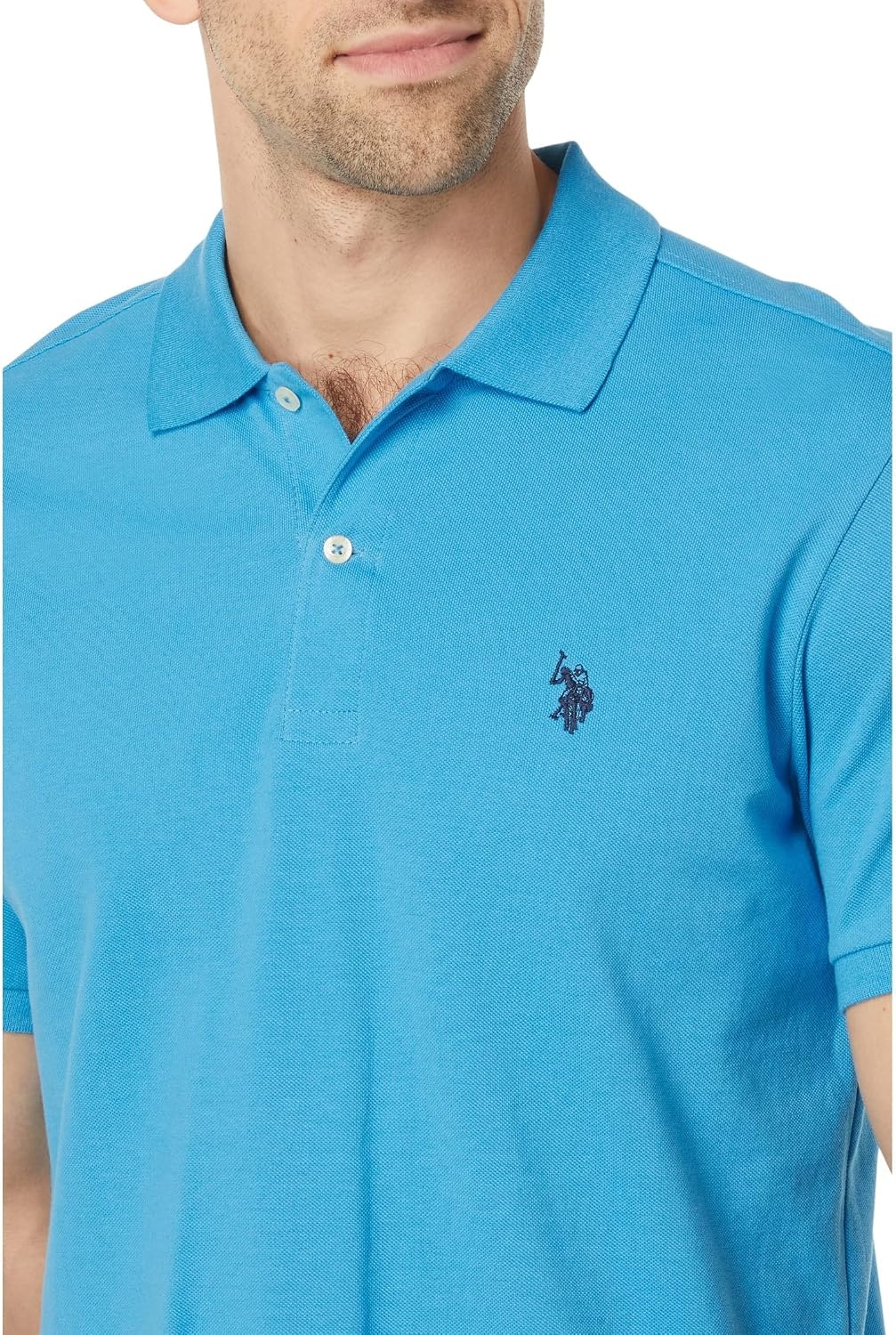 image:imageUS Polo Assn Mens Classic Polo Shirt TwoButton Closure Pique Polo Shirt Summer Fashion Golf ShirtBeacon Blue