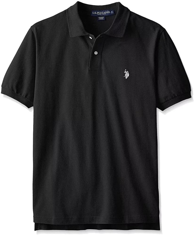 image:imageUS Polo Assn Mens Classic Polo Shirt TwoButton Closure Pique Polo Shirt Summer Fashion Golf ShirtBlackWhite