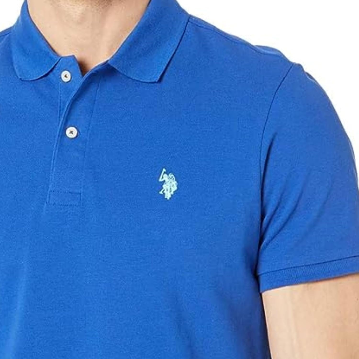image:imageUS Polo Assn Mens Classic Polo Shirt TwoButton Closure Pique Polo Shirt Summer Fashion Golf ShirtBlue Raft