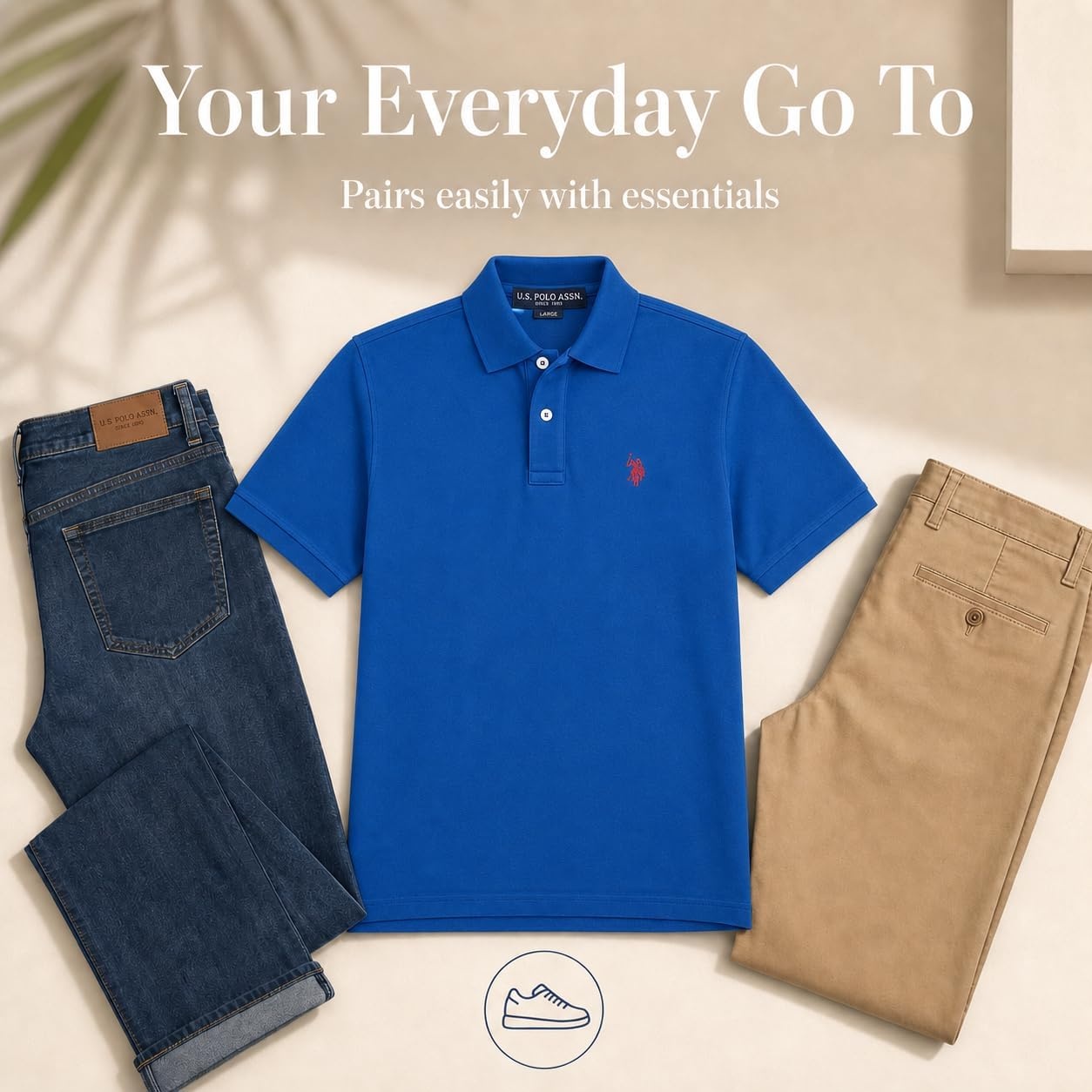 image:imageUS Polo Assn Mens Classic Polo Shirt TwoButton Closure Pique Polo Shirt Summer Fashion Golf ShirtBlue RaftRed