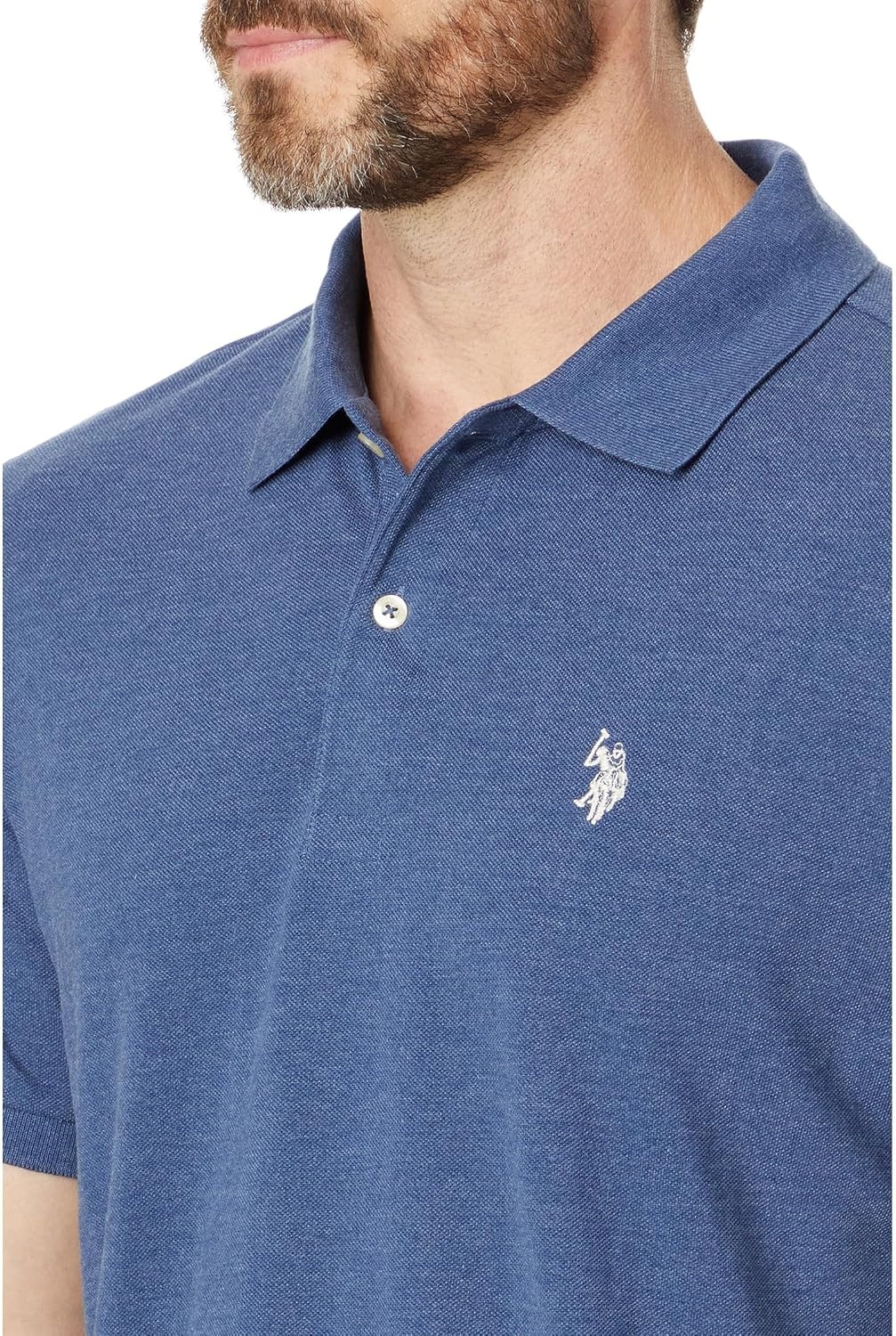 image:imageUS Polo Assn Mens Classic Polo Shirt TwoButton Closure Pique Polo Shirt Summer Fashion Golf ShirtBlue Water Heather