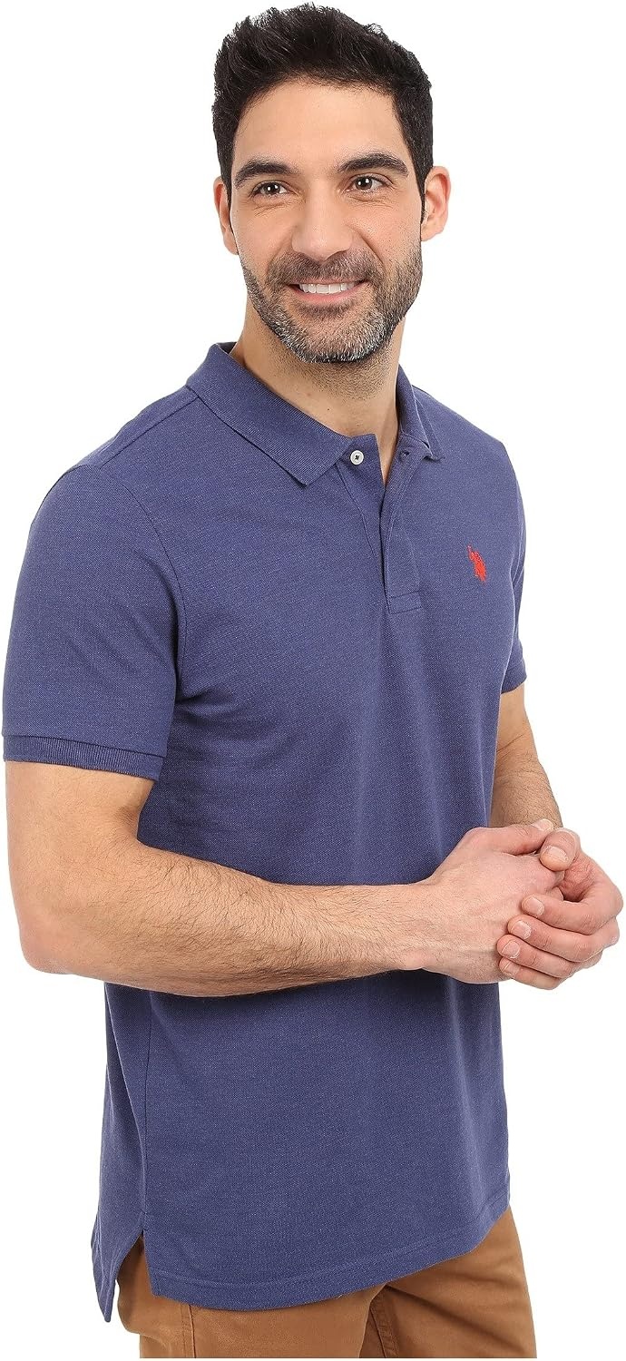 image:imageUS Polo Assn Mens Classic Polo Shirt TwoButton Closure Pique Polo Shirt Summer Fashion Golf ShirtDodger Blue Heather
