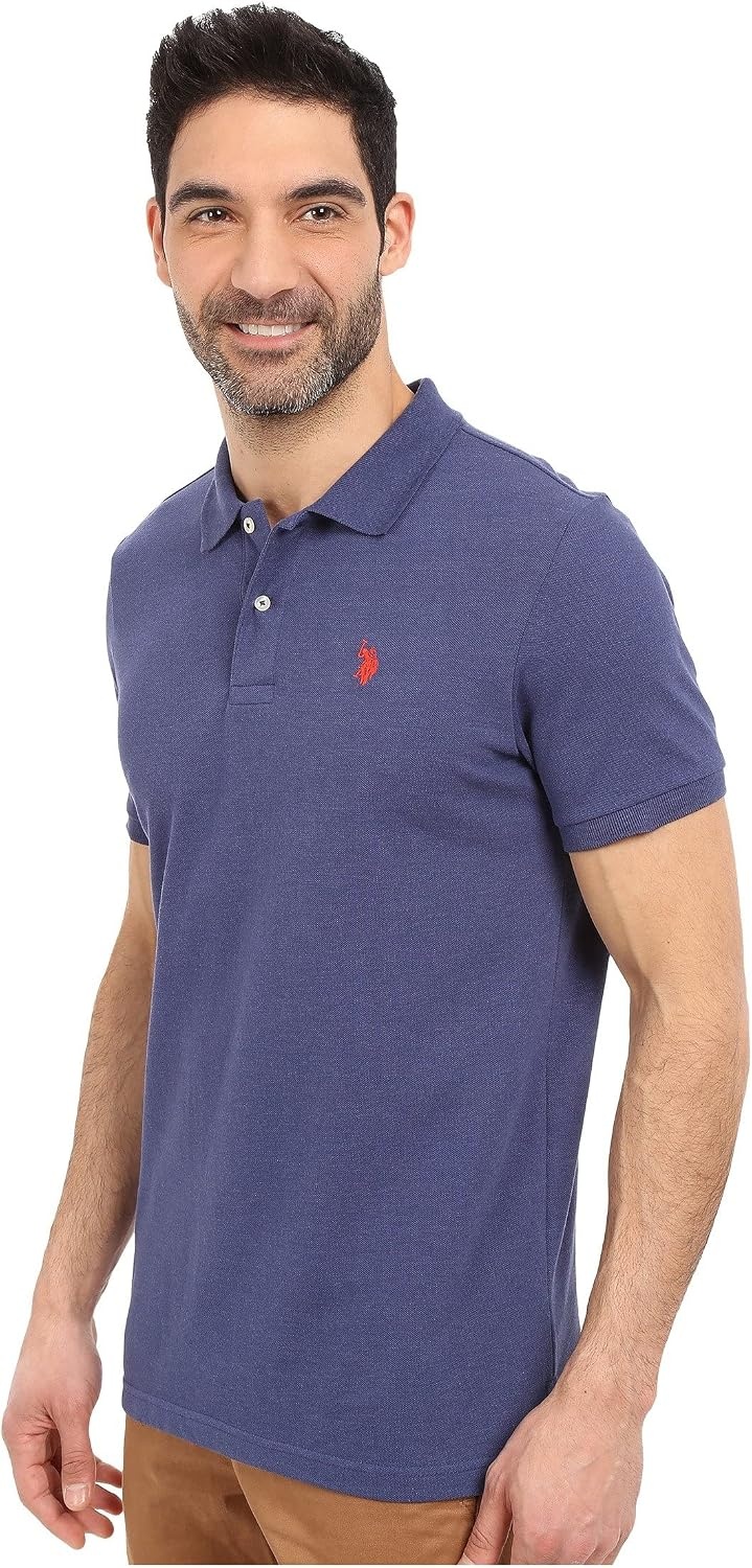 image:imageUS Polo Assn Mens Classic Polo Shirt TwoButton Closure Pique Polo Shirt Summer Fashion Golf ShirtDodger Blue Heather