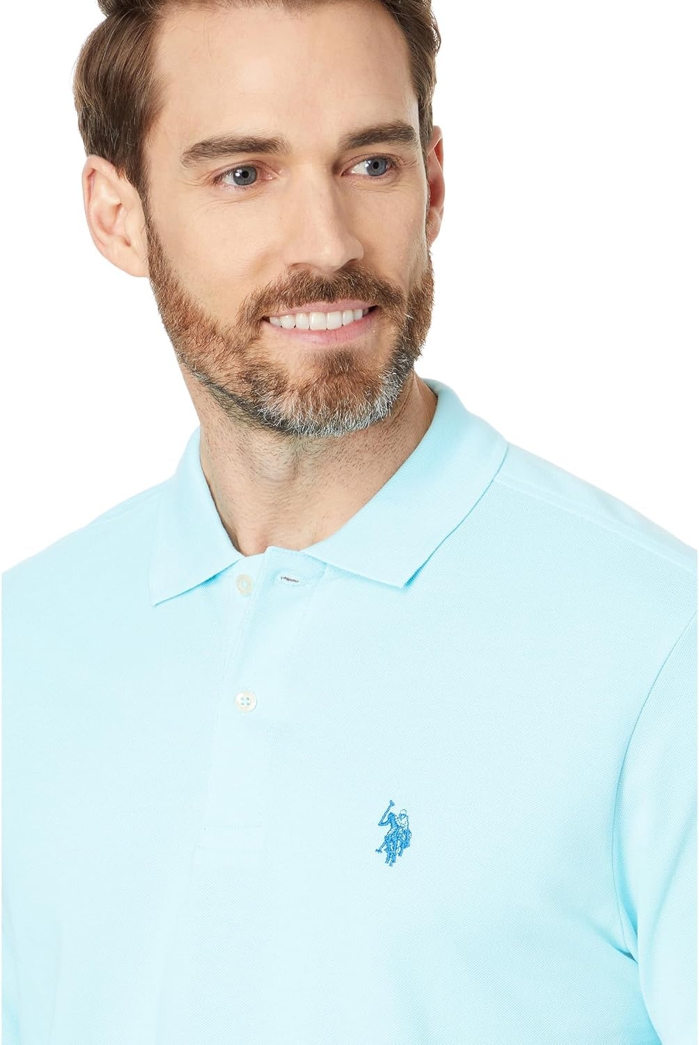 image:imageUS Polo Assn Mens Classic Polo Shirt TwoButton Closure Pique Polo Shirt Summer Fashion Golf ShirtEasy Turquoise
