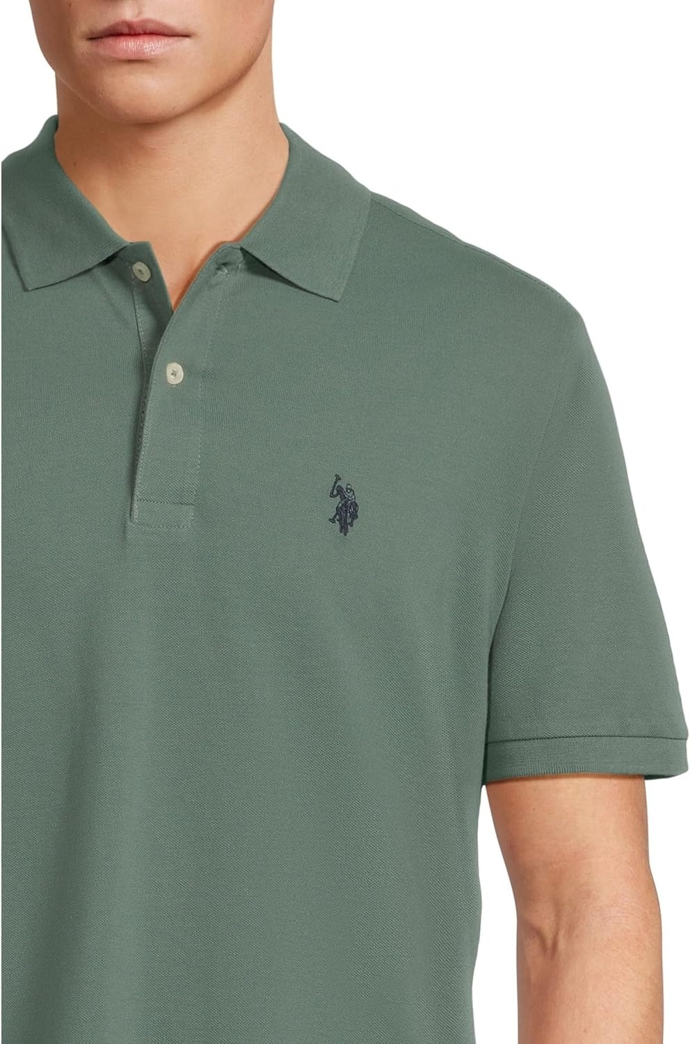 image:imageUS Polo Assn Mens Classic Polo Shirt TwoButton Closure Pique Polo Shirt Summer Fashion Golf ShirtEvening Cactus